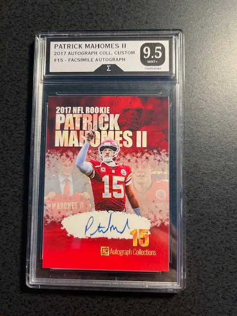 PATRICK MAHOMES 2017 LIMITED EDITION ROOKIE SIGNATURE CARD #15--GRADED 9.5