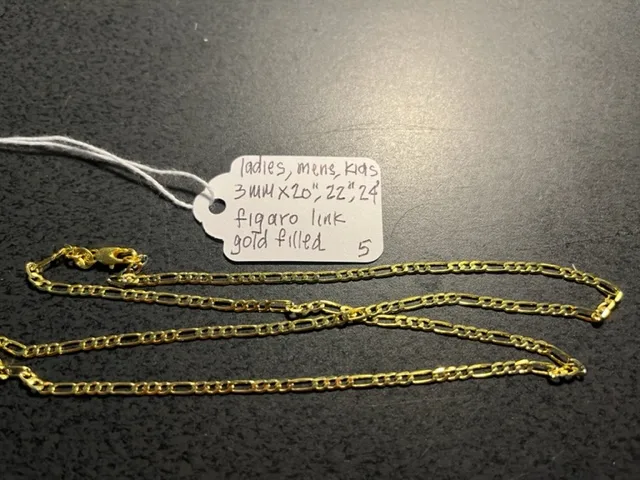 NEW UNISEX 3MM X22", 22", 24" FIGARO LINK CHAIN