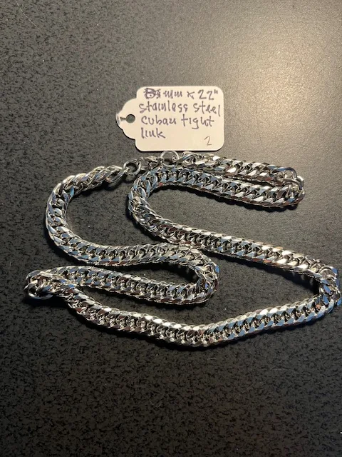 NEW UNISEX 8MM X 22" CUBAN LINK STAINLESS STEEL CHAIN