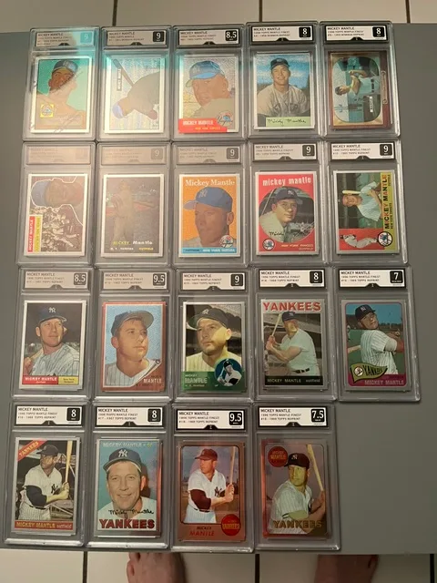 MICKEY MANTLE 1996 TOPPS FINEST REFRACTOR 19 CARD REPRINT SET--ALL GRADED