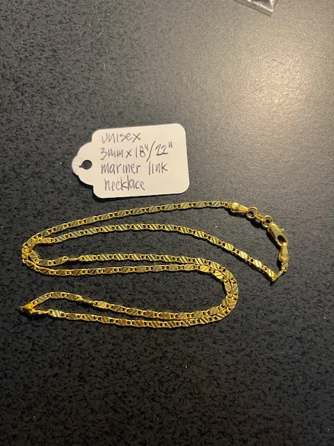 NEW UNISEX 3MM X22" MARINER LINK CHAIN