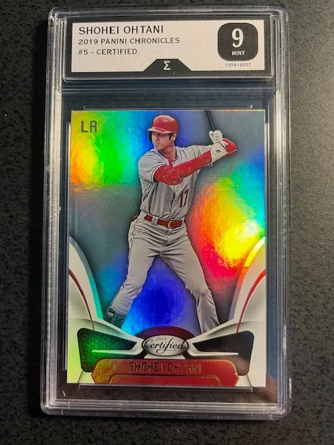 SHOHEI OHTANI 2019, 2ND YEAR CHRONICLES CERTIFIED CARD #5-GRADED 9