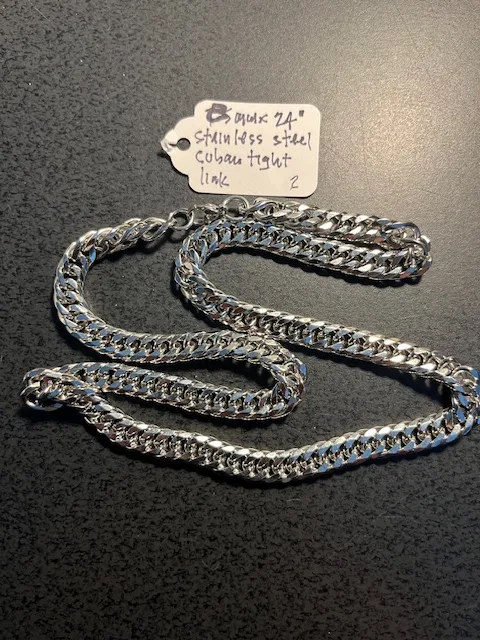 NEW UNISEX 8MM X 24" CUBAN LINK STAINLESS STEEL CHAIN