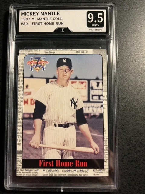 MICKEY MANTLE 1997 MANTLE COLLECTION 1ST HOME RUN CARD #39-GRADED 9.5