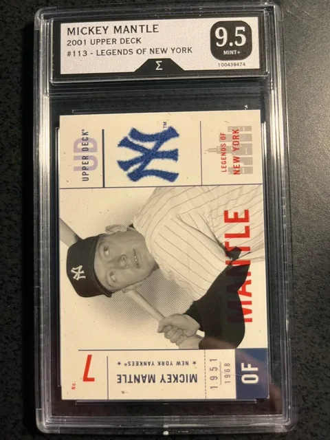 MICKEY MANTLE 2001 U.D. LEGENDS OF N.Y. #113-GRADED 9.5
