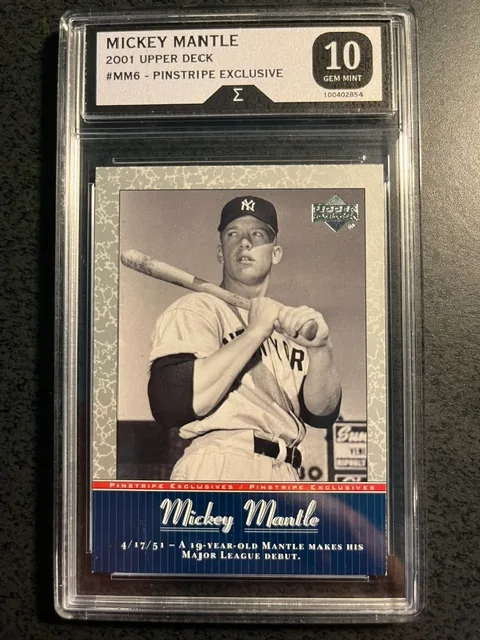 MICKEY MANTLE 2001 UPPER DECK PINSTRIPE EXCLUSIVE-GRADED 10