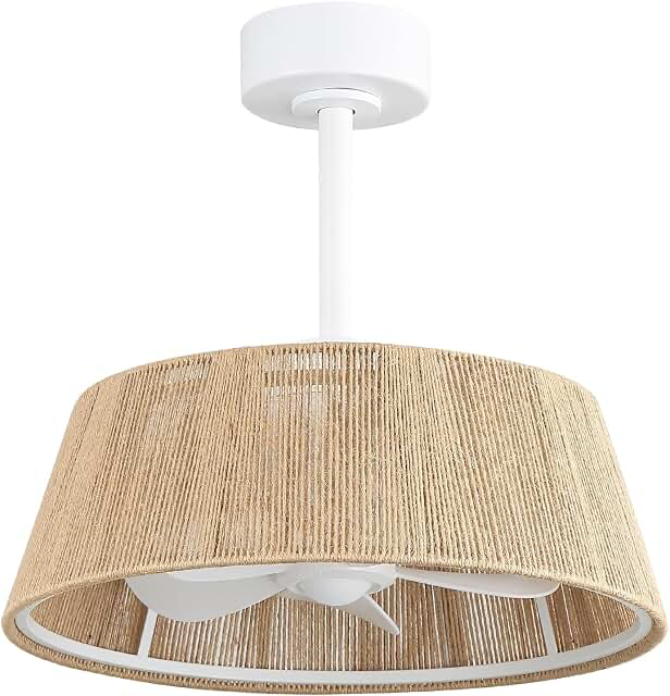 20 inch hand woven rattan fan lamp bohemian ceiling fan lamp for bedrooms white
