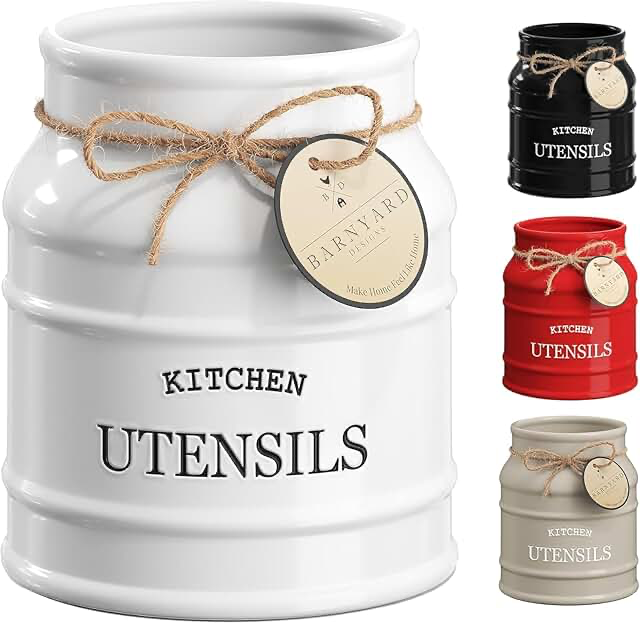 Ceramic  kitchen utensil  holder  countertop 6.75 inch