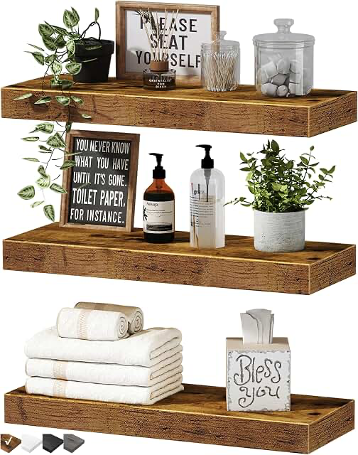 Floating shelves for wall small shelf set of 3 15.7x6.7 inch brown