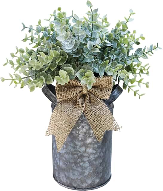 Farmhouse faux eucalyptus arrangement centerpiece