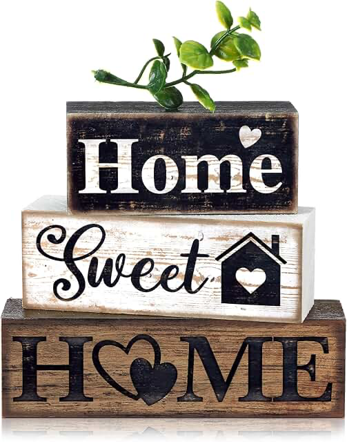 4 piece farmhouse wooden tabletop decor