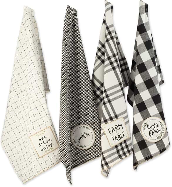 Farmhouse kitchen towels set  of  4 18x28